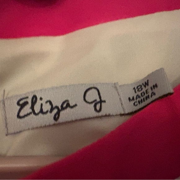 Eliza J Black & White Geometric Print Dress with Hot Pink Accents - Picture 3 of 4